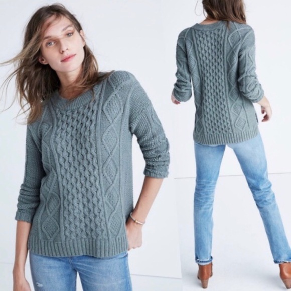 Madewell Sweaters - MADEWELL Chunky Cableknit Boxy Sweater Grey Sz XL